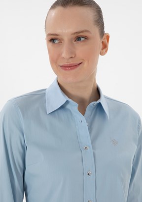 US POLO ASSN Mavi Kadın Uzun Kol Gömlek