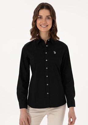 US POLO ASSN Siyah Kadın Uzun Kol Gömlek