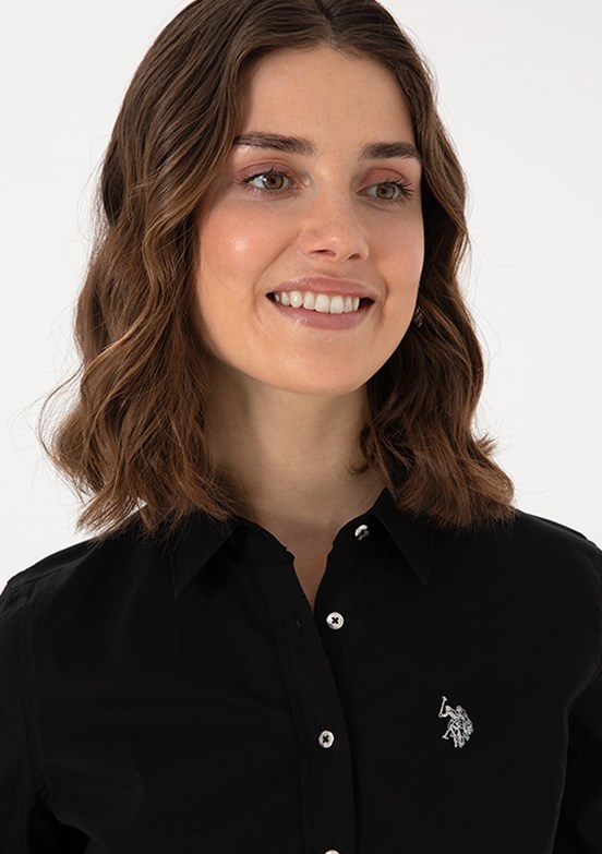US POLO ASSN Siyah Kadın Uzun Kol Gömlek
