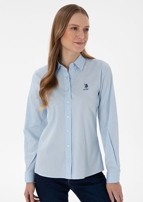 US POLO ASSN Mavi Kadın Uzun Kol Gömlek