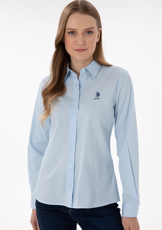 US POLO ASSN Mavi Kadın Uzun Kol Gömlek