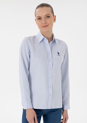 US POLO ASSN Mavi Kadın Uzun Kol Gömlek