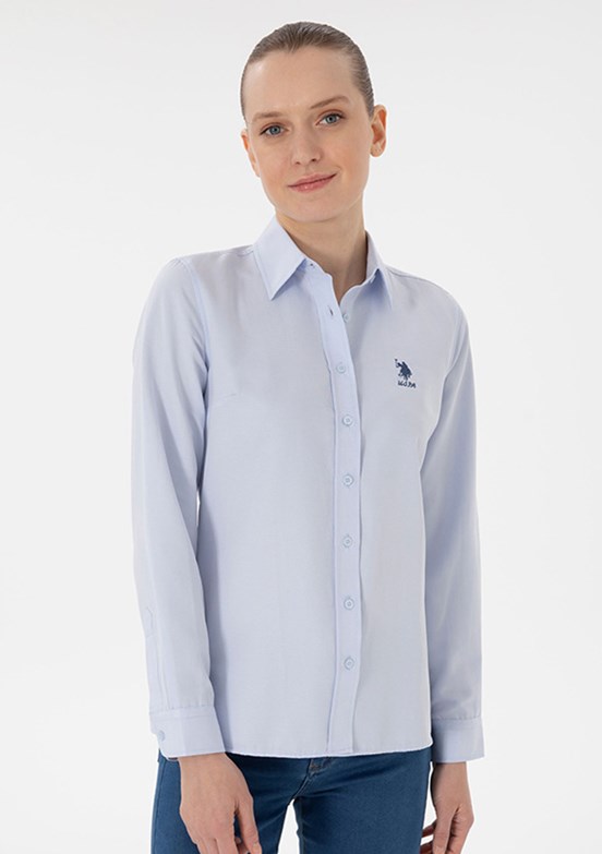 US POLO ASSN Mavi Kadın Uzun Kol Gömlek