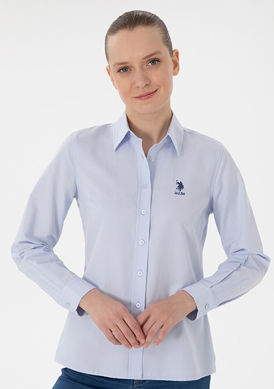 US POLO ASSN Mavi Kadın Uzun Kol Gömlek