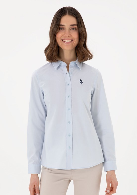 US POLO ASSN Mavi Kadın Uzun Kol Gömlek