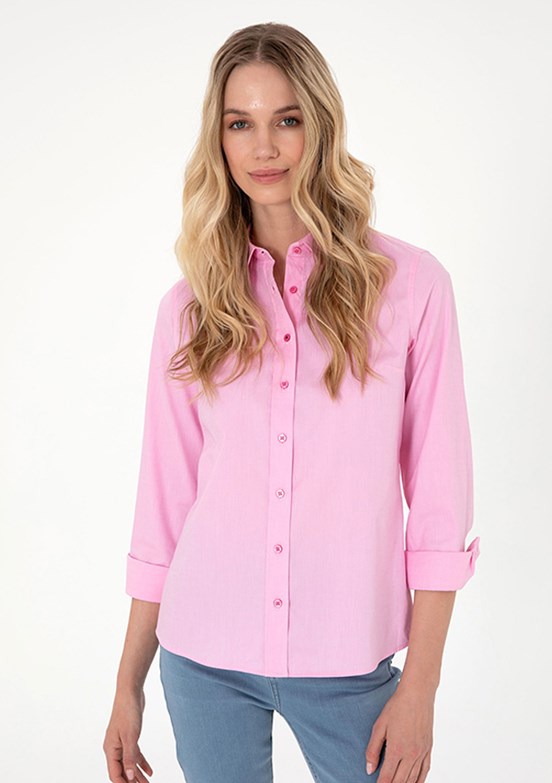 US POLO ASSN Pembe Kadın Uzun Kol Gömlek