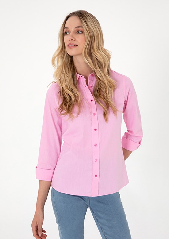 US POLO ASSN Kadın Pembe Uzun Kol Gömlek