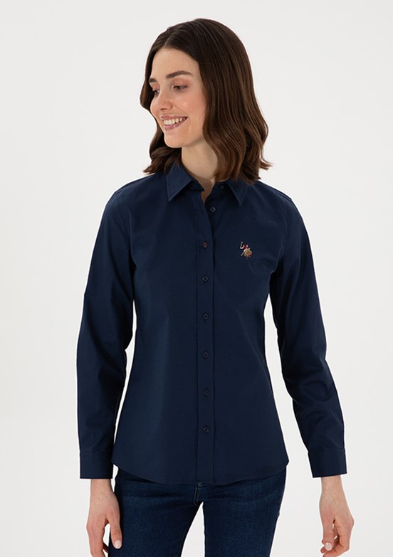 US POLO ASSN Kadın Lacivert Uzun Kol Gömlek