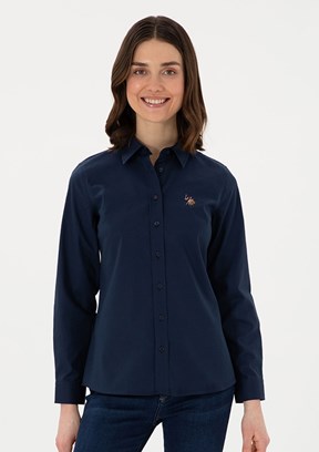 US POLO ASSN Lacivert Kadın Uzun Kol Gömlek