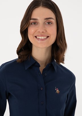 US POLO ASSN Lacivert Kadın Uzun Kol Gömlek