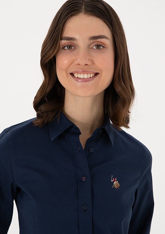 US POLO ASSN Kadın Lacivert Uzun Kol Gömlek