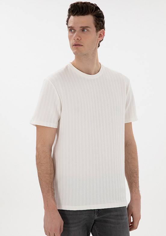 PİERRE CARDİN Beyaz Erkek Regular T-Shirt