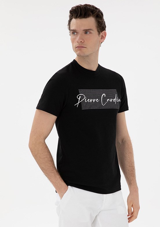PİERRE CARDİN Siyah Erkek Slim T-Shirt