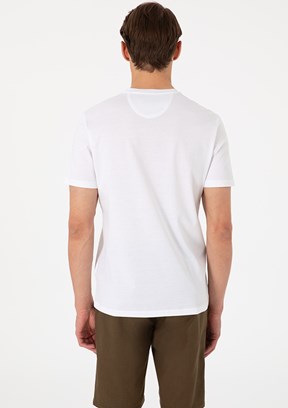 PİERRE CARDİN Erkek Beyaz Basic T-Shirt