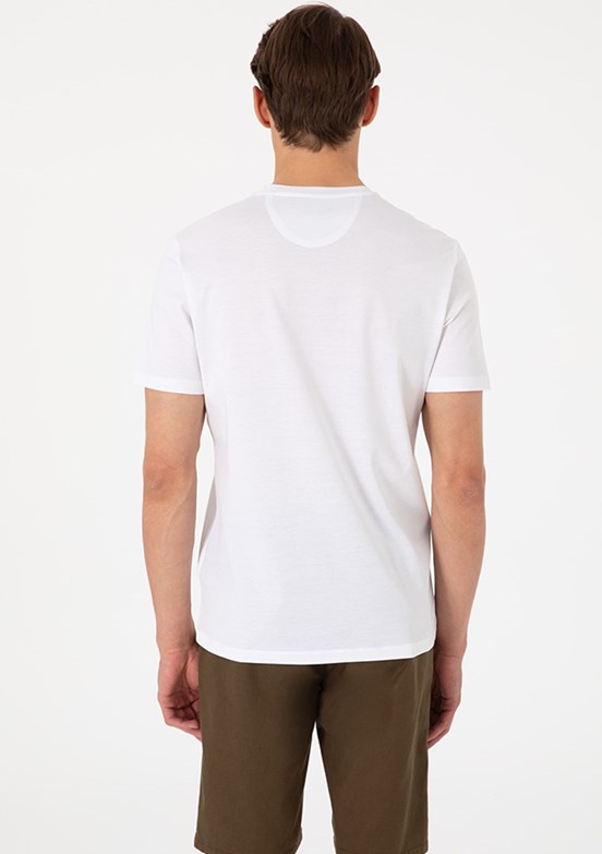 PİERRE CARDİN Erkek Beyaz Basic T-Shirt