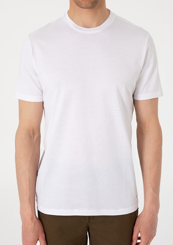 PİERRE CARDİN Erkek Beyaz Basic T-Shirt