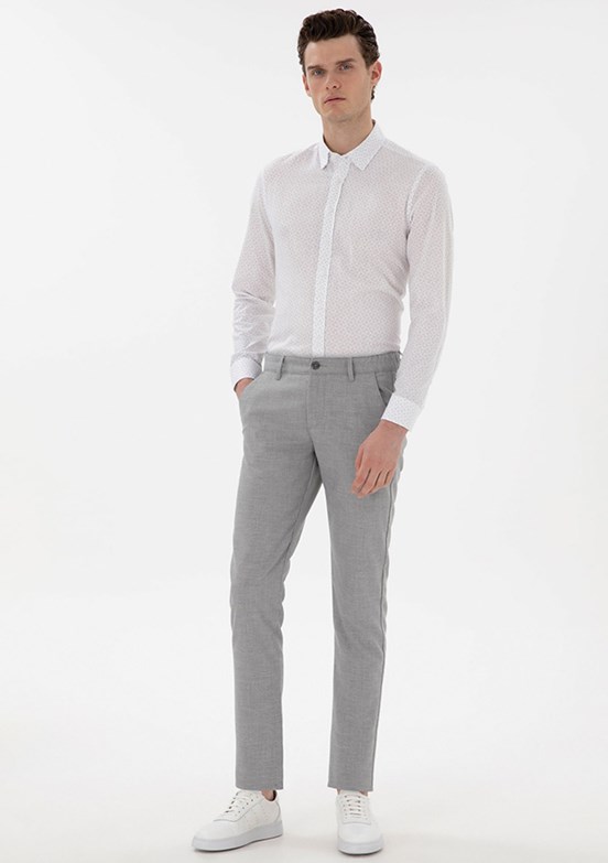 PİERRE CARDİN Gri Erkek Slim Pantolon