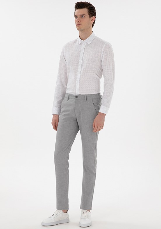 PİERRE CARDİN Gri Erkek Slim Pantolon