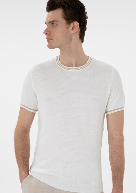 PİERRE CARDİN Beyaz Erkek Slim Kazak