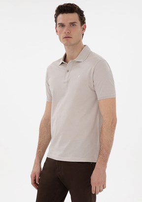 PİERRE CARDİN Bej Erkek Slim T-Shirt