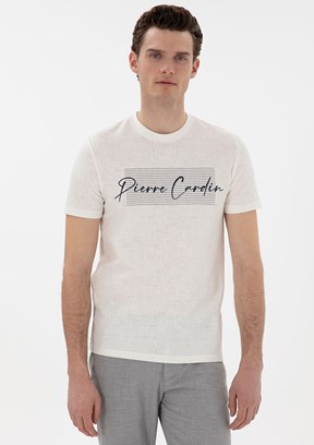 PİERRE CARDİN Beyaz Erkek Slim T-Shirt