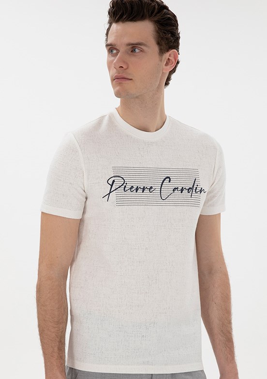 PİERRE CARDİN Beyaz Erkek Slim T-Shirt