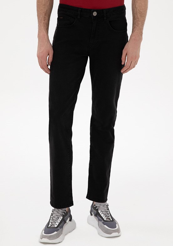 PİERRE CARDİN Siyah Erkek Straight Jean Pantolon