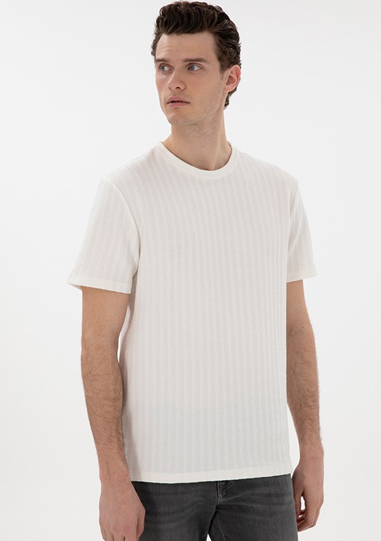 PİERRE CARDİN Beyaz Erkek Regular T-Shirt