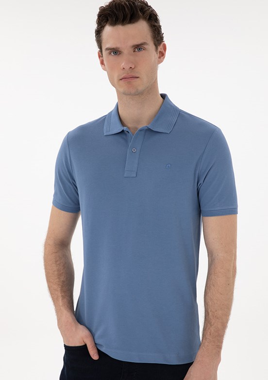 PİERRE CARDİN Mavi Erkek Basic T-Shirt
