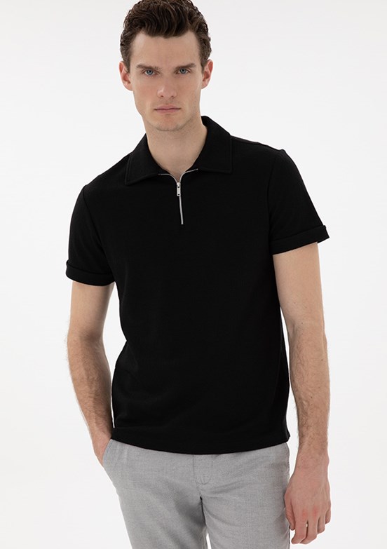 PİERRE CARDİN Siyah Erkek Slim T-Shirt