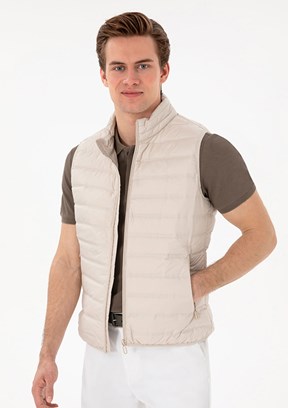 US POLO ASSN Bej Erkek Basic Yelek