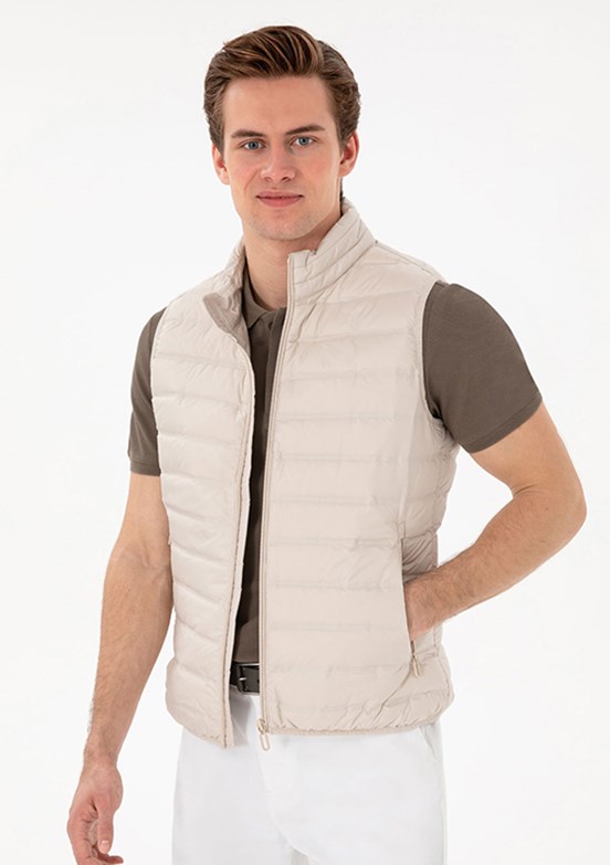 US POLO ASSN Bej Erkek Basic Yelek