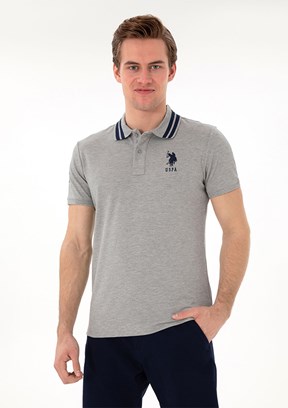 US POLO ASSN - Erkek Gri Basic T-Shirt