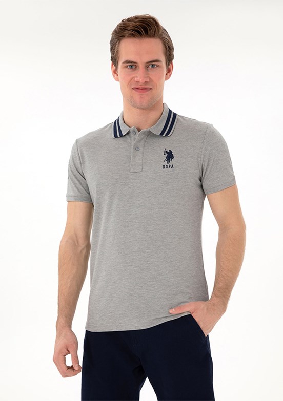 US POLO ASSN - Erkek Gri Basic T-Shirt