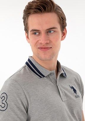 US POLO ASSN - Erkek Gri Basic T-Shirt