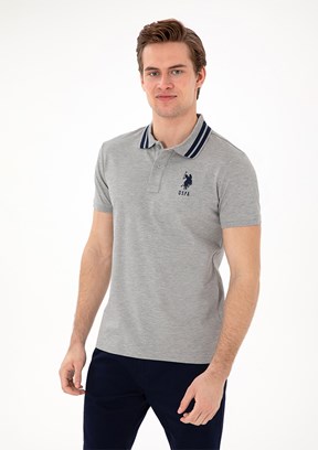 US POLO ASSN - Erkek Gri Basic T-Shirt