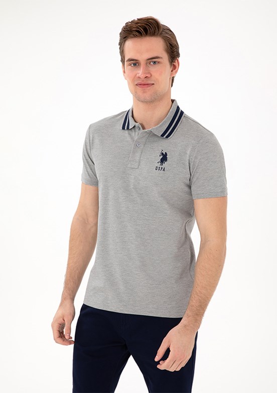 US POLO ASSN - Erkek Gri Basic T-Shirt