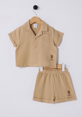 US POLO ASSN Bej Erkek Bebek Eşofman Takımı