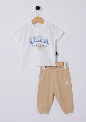 US POLO ASSN Beyaz Erkek Bebek Eşofman Takımı