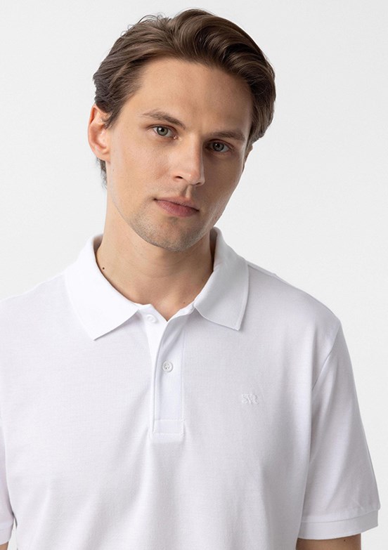 SÜVARİ Beyaz Erkek Polo Yaka T-Shirt