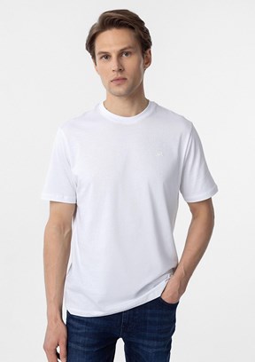 SÜVARİ Beyaz Erkek O Yaka T-Shirt