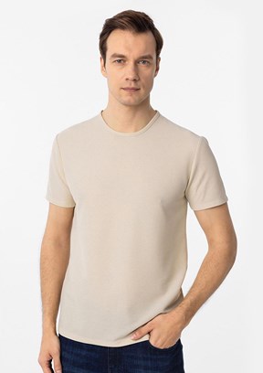 SÜVARİ Bej Erkek O Yaka T-Shirt