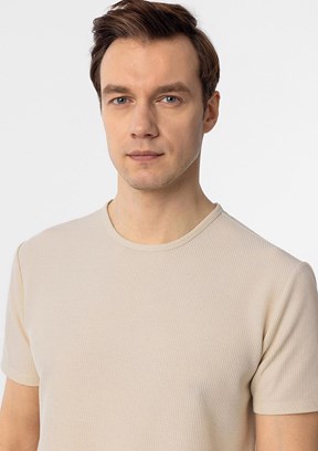 SÜVARİ Bej Erkek O Yaka T-Shirt