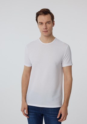 SÜVARİ Beyaz Erkek O Yaka T-Shirt