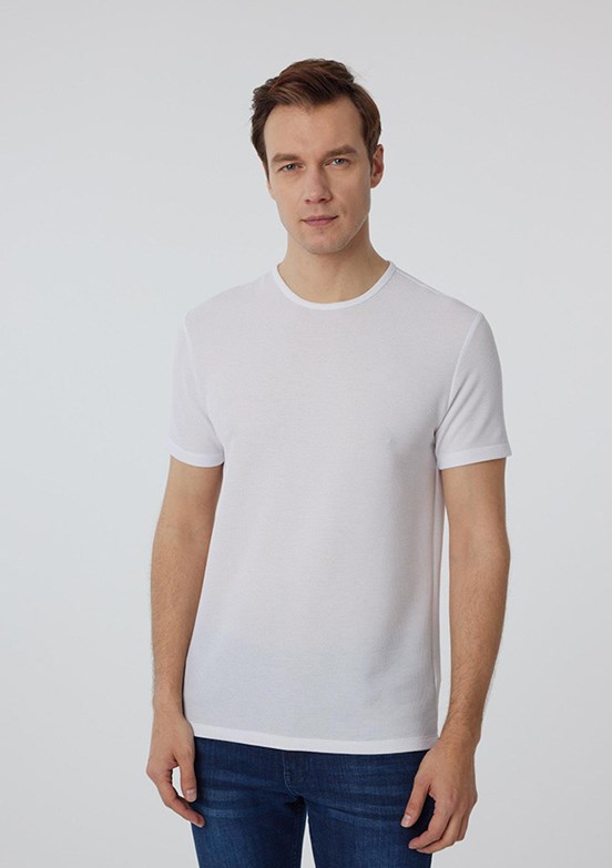 SÜVARİ Beyaz Erkek O Yaka T-Shirt
