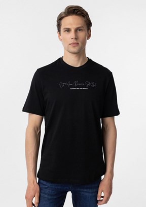 SÜVARİ Siyah Erkek Baskılı T-Shirt
