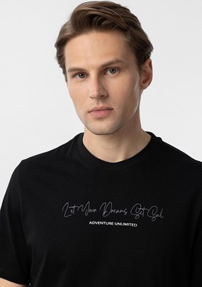 SÜVARİ Siyah Erkek Baskılı T-Shirt
