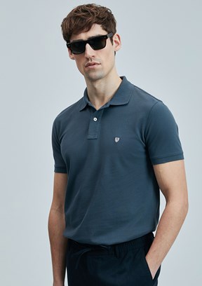 LUFIAN Antrasit Erkek Polo Yaka T-Shirt