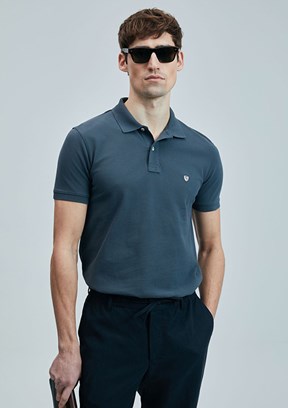 LUFIAN Antrasit Erkek Polo Yaka T-Shirt