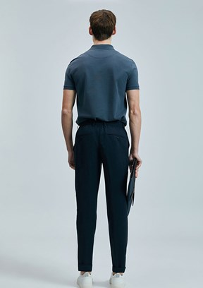 LUFIAN Antrasit Erkek Polo Yaka T-Shirt
